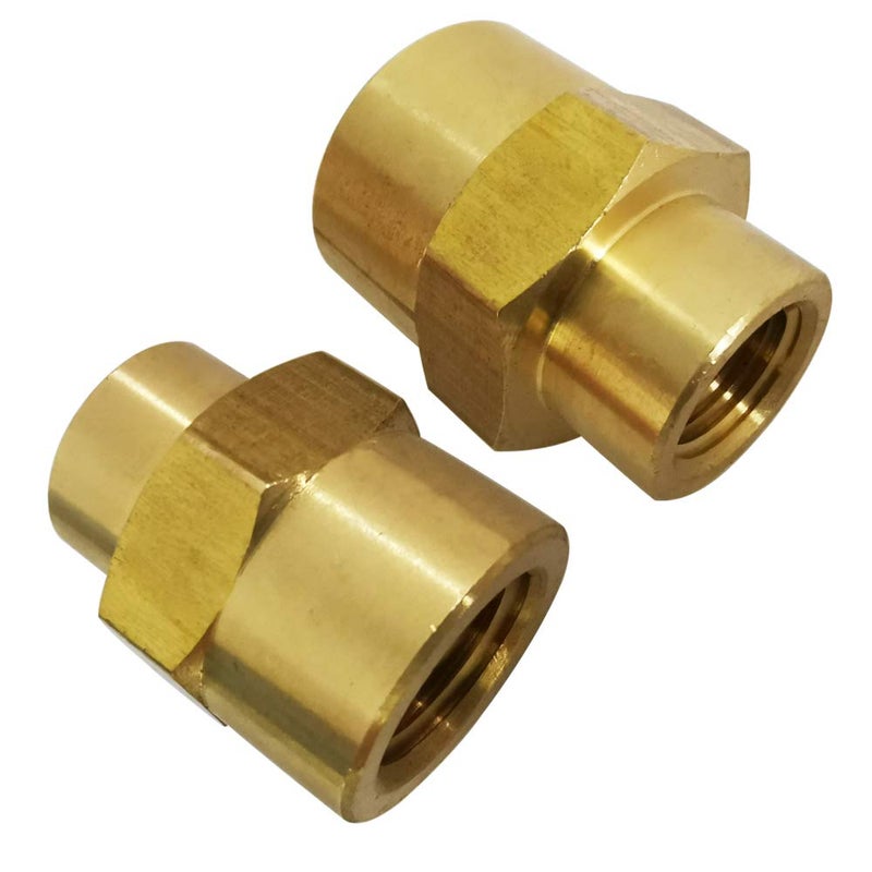 Legines NPT Reducing Coupling Brass 1/4" Female x 1/8" Female, Hex Reducer Coupler Adapter Pipe Fitting 1200psi (Pack of 2) - Image 1